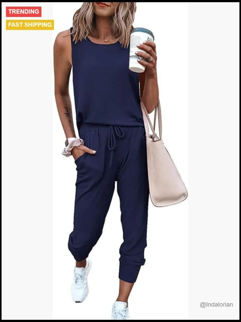 Two Piece Outfit Set Sleeveless Matching Lounge Wear Tracksuit